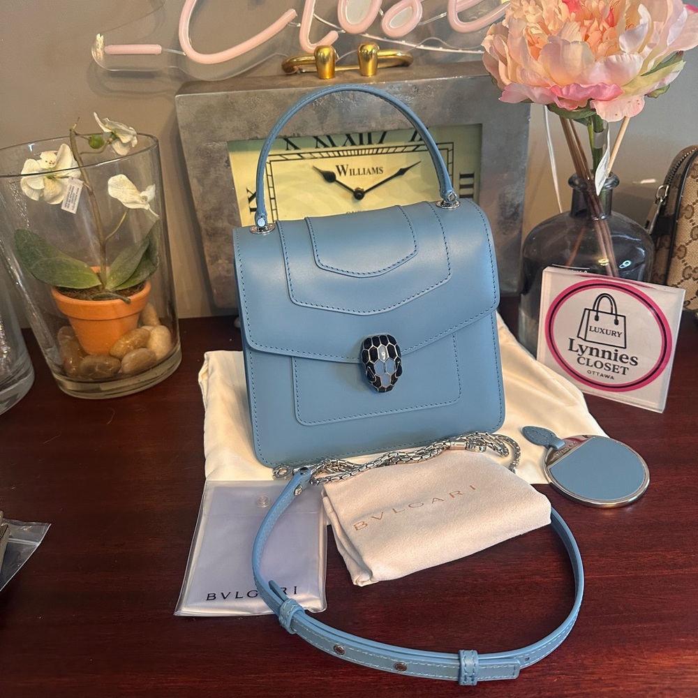 ❌SOLD❌Authentic Bvlgari Serpenti Forever Top Handle Bag – Turquoise Blue - Picture 3 of 12